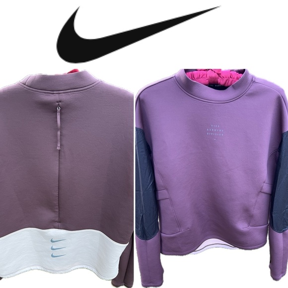 🍆🏃‍♀️Nike Running Division Breathable Crewneck—Eggplant Purple-Black-Peach | M - Picture 3 of 17